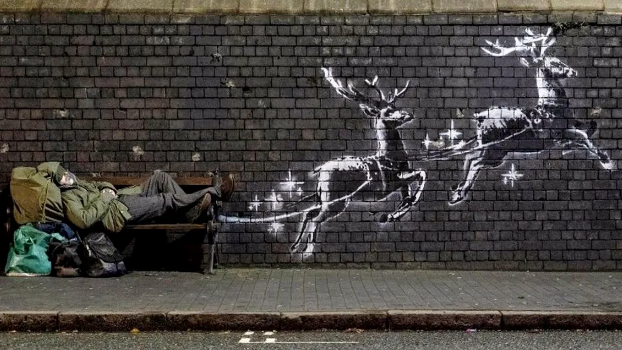 Problema oamenilor fără adăpost, subiectul unei noi lucrări realizate de Banksy în Birmigham. VIDEO