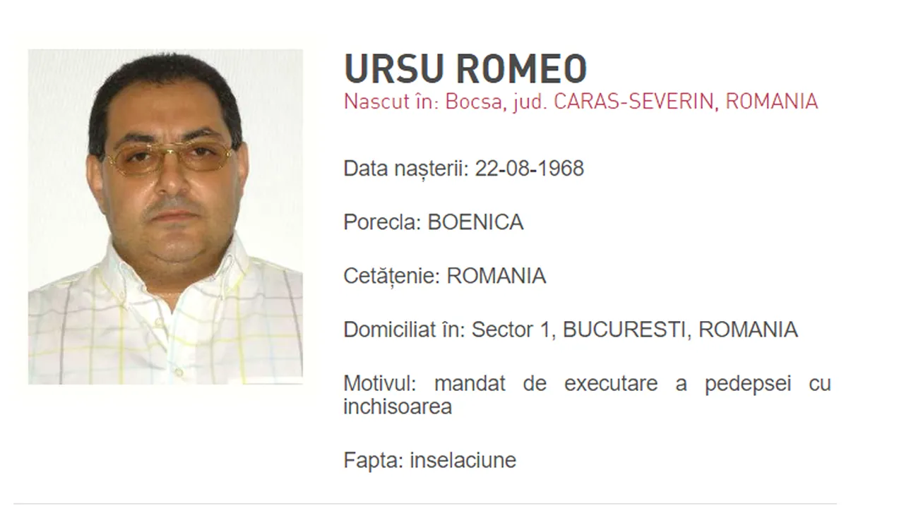 Interlopul Romeo Ursu, zis Genică Boenică, a fost adus în ţară după 8 ani