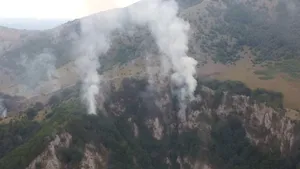 INCENDIUL din Parcul Domogled nu a fost stins de trei zile. Intervenţiile cu elicopterul, suplimentate