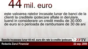 Băncile încasează lunar rate de 44 mil. euro la creditele ipotecare