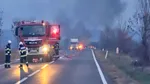 Incendiul izbucnit în Dâmboviţa după un accident între 2 cisterne, una încărcată cu GPL, stins / Două cisterne s-au ciocnit pe DN 72, în Dâmboviţa.