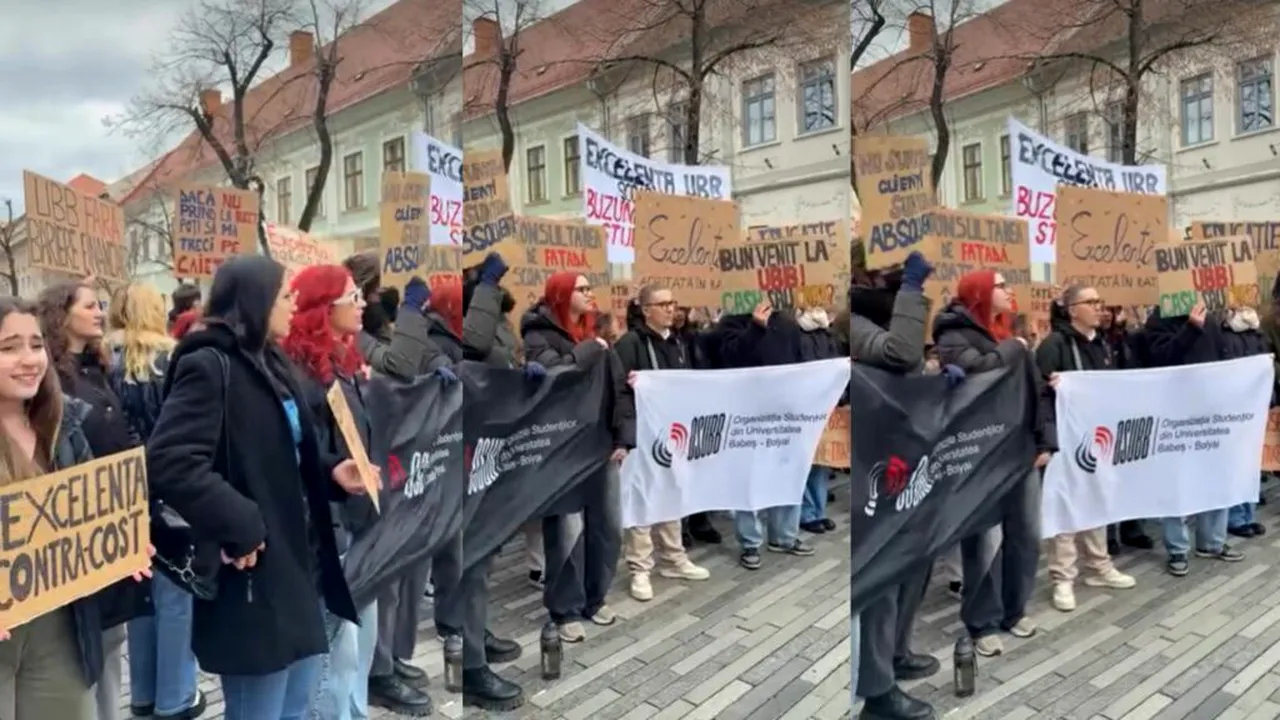 Protest în fața rectoratului UBB. Studenții, nemulțumiți de taxele majorate / Ce transmite UBB