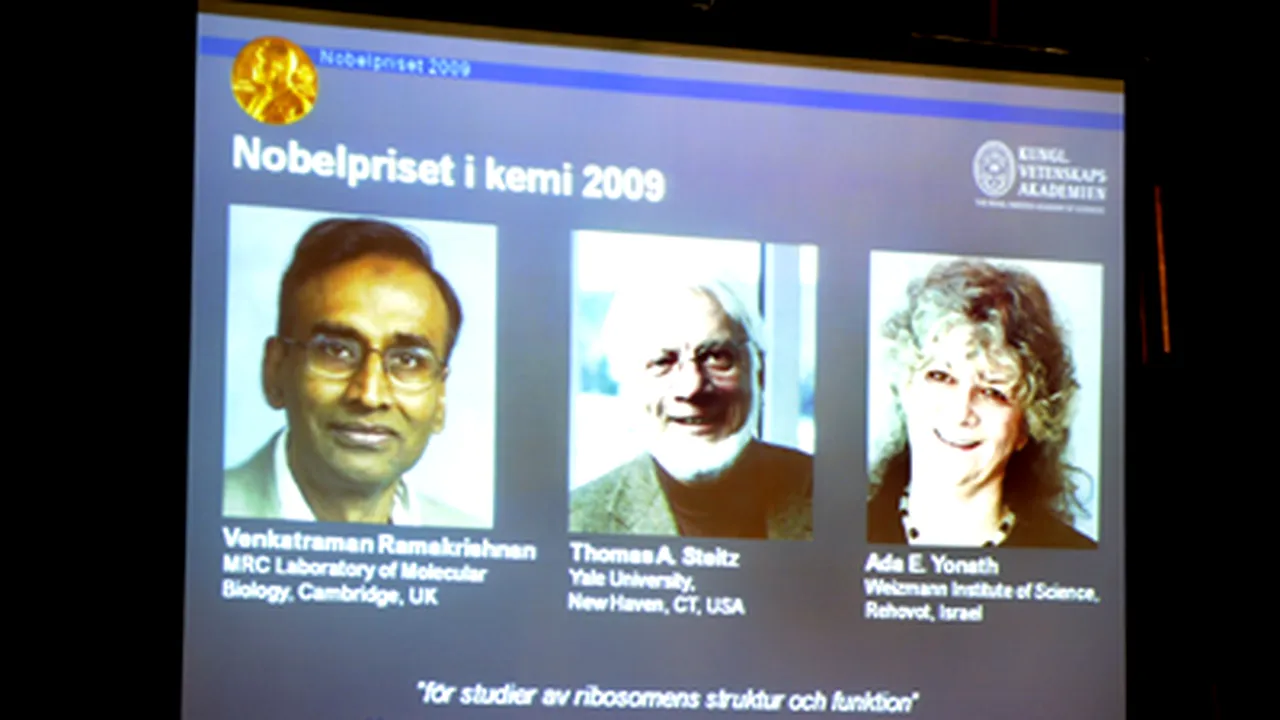 Venkatraman Ramakrishnan, Thomas A. Steitz şi Ada E. Yo - Nobel pentru chimie pe 2009