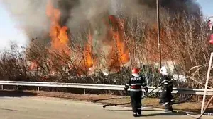 Incendiu în Voluntari, izbucnit la un depozit Remat/ Bucureştenii, sfătuiţi, prin RO-ALERT, să nu iasă din case din cauza norului de fum