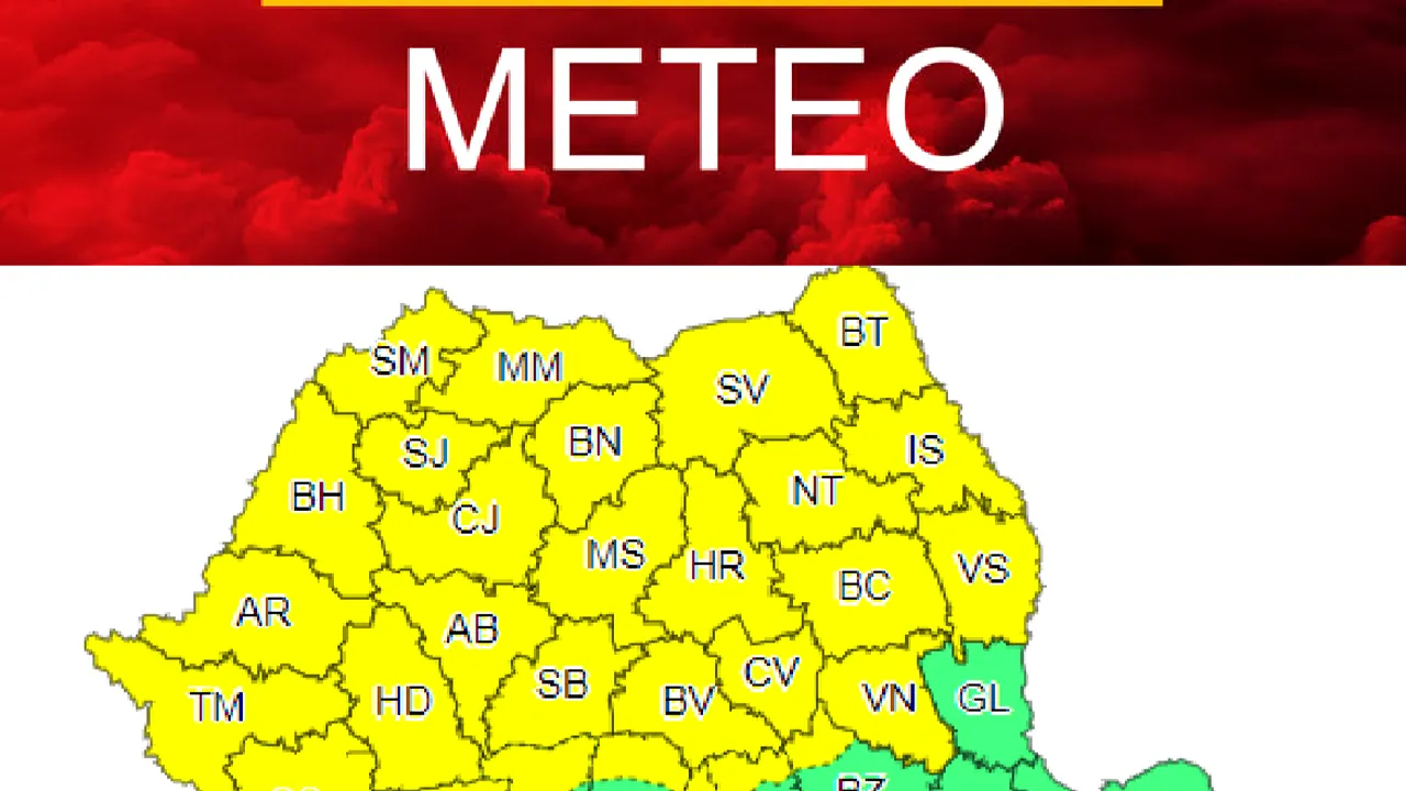 METEO. ANM: Cod galben de instabilitate atmosferică în jumătate de ţară