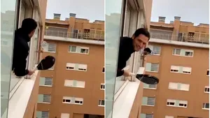 VIDEO: Tenis pe geamul apartamentului. Cum reuşesc unii spanioli să scape de plictiseala carantinei