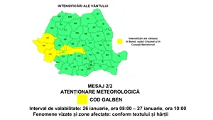 ANM: Cod Galben de vânt puternic / Ce zone sunt avertizate