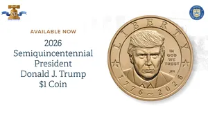 Trump apare pe o monedă de 1 dolar: piesa aniversară a SUA a fost pusă în vânzare