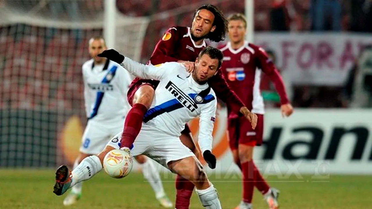LIGA EUROPA: CFR Cluj a pierdut, cu 0-3, meciul cu Inter Milano şi a fost eliminată din competiţie