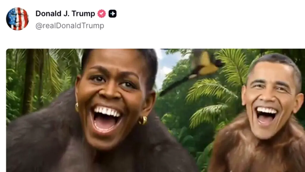Barack și Michelle Obama „devin” maimuțe: polemică pe contul Truth al lui Trump / UPDATE