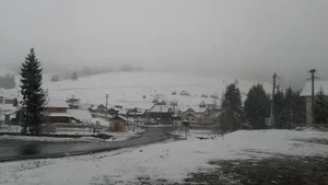 Prima ninsoare în staţiunea montană Arieşeni din Munţii Apuseni, temperatura a scăzut sub zero grade - GALERIE FOTO