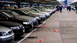 Treizeci de maşini pregătite pentru vânzare, vandalizate într-un târg auto