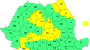 Cod galben de vânt în mai multe zone din Transilvania, Oltenia și Moldova. Harta județelor vizate
