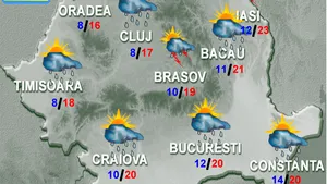 PROGNOZA METEO: Vremea va fi răcoroasă şi se va menţine în general instabilă. Ce temperaturi vor fi miercuri şi joi în ţară şi în Bucureşti