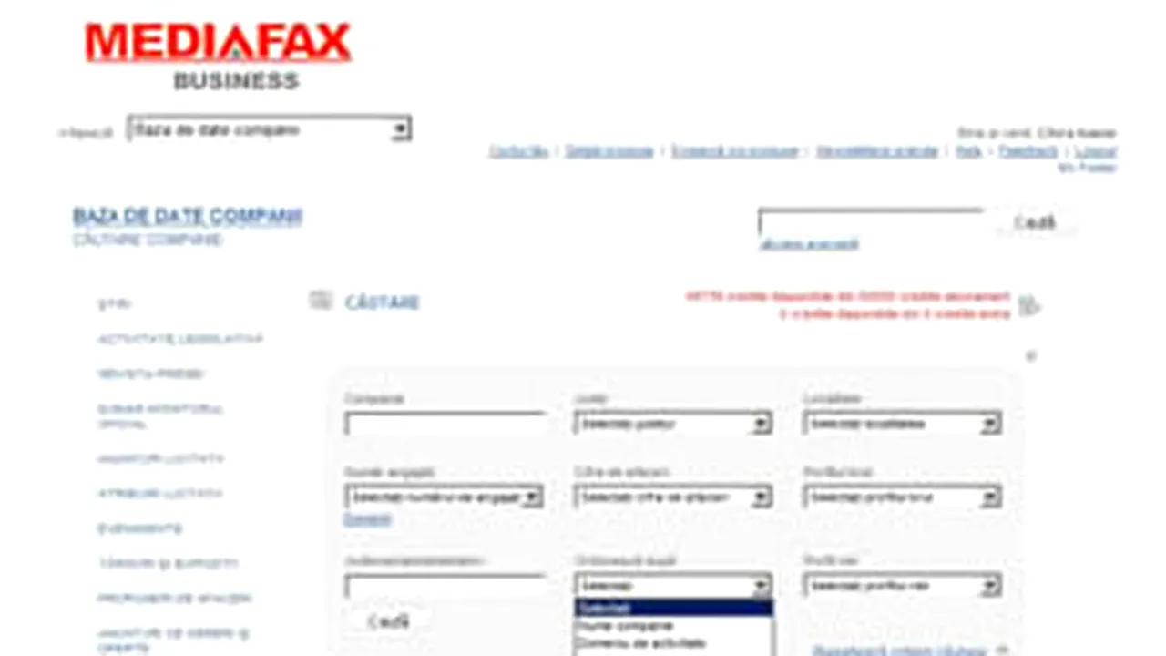 Mediafax lansează un nou produs pe www.mediafax.biz: Bază de date companii