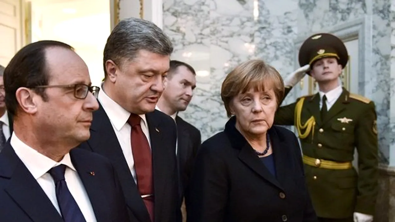 Poroşenko, Merkel şi Hollande au vorbit la telefon înainte de încetarea focului în estul Ucrainei