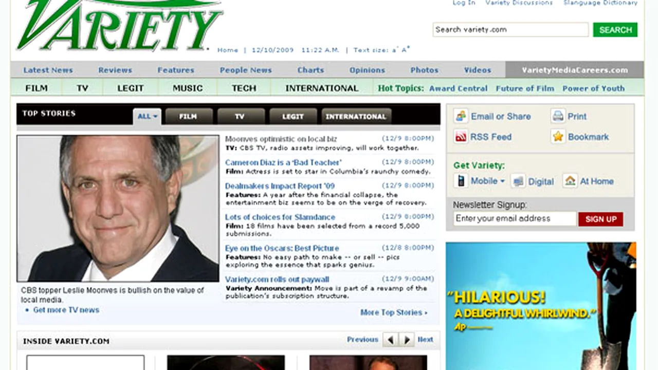 Revista Variety taxează accesul la conţinuturile sale online