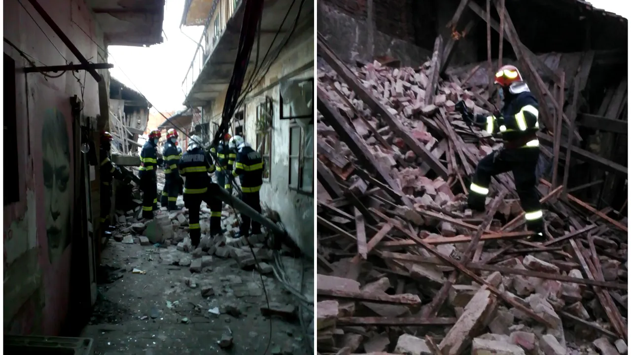 VIDEO Explozie într-un imobil din Timişoara. Pompierii au salvat un bărbat blocat sub dărâmături