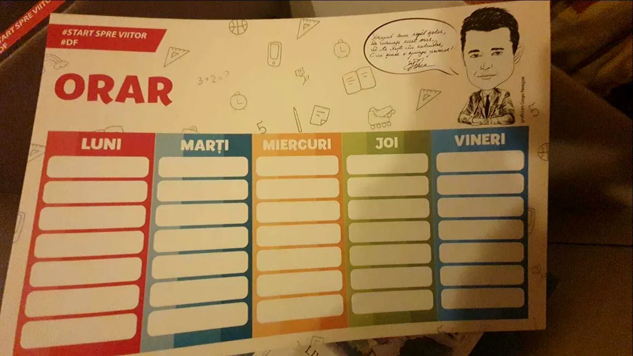 Orare distribuite cu caricatura primarului Daniel Florea. Consiliul Elevilor Bucureşti acuză politizare/ FOTO