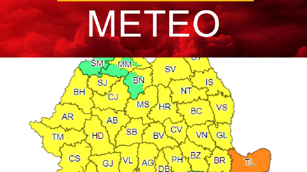 METEO. ANM, avertizare Cod portocaliu de ploi în Dobrogea. Cod galben în aproape toată ţara