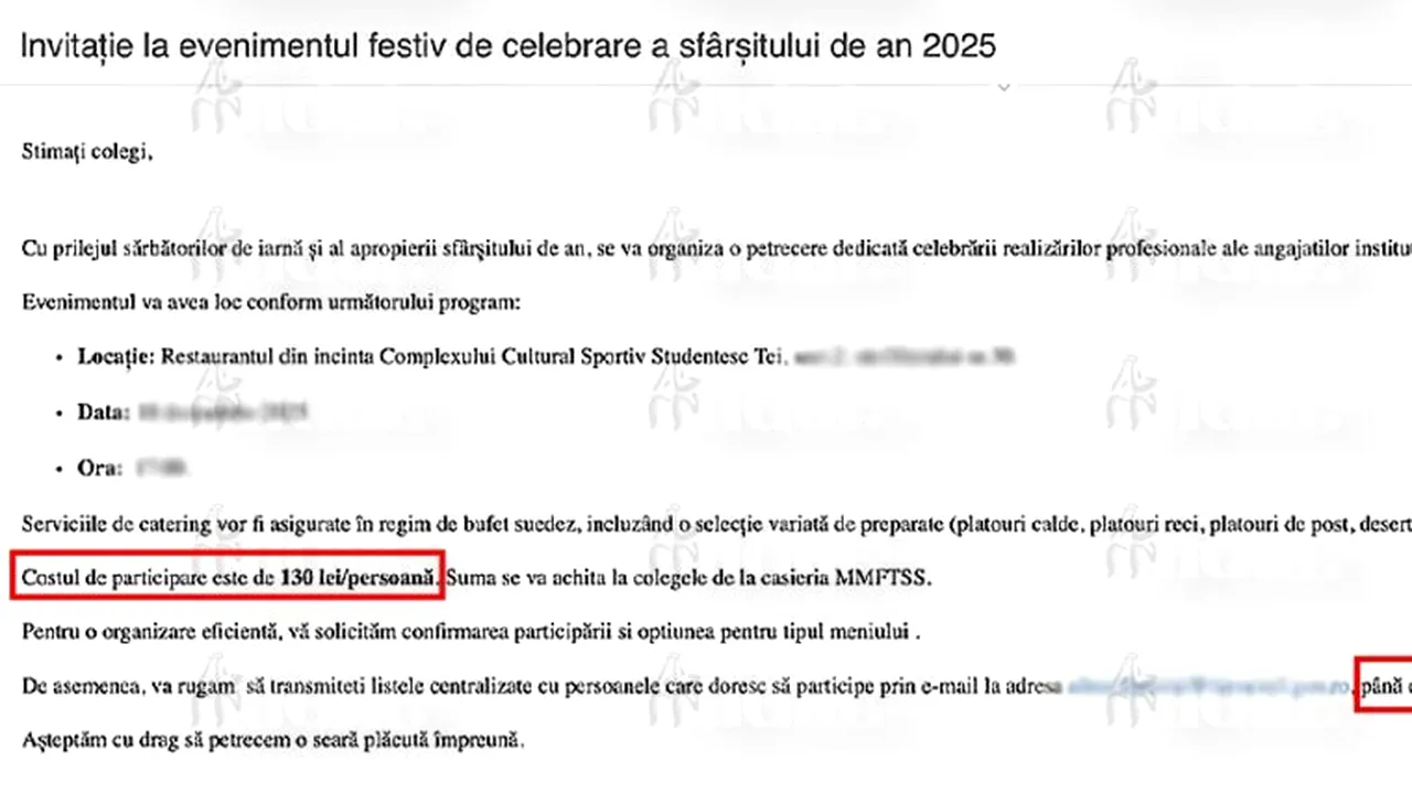 Petrecere de final de an la Ministerul Muncii cu taxă de participare. Angajații sărbătoriți pe banii lor