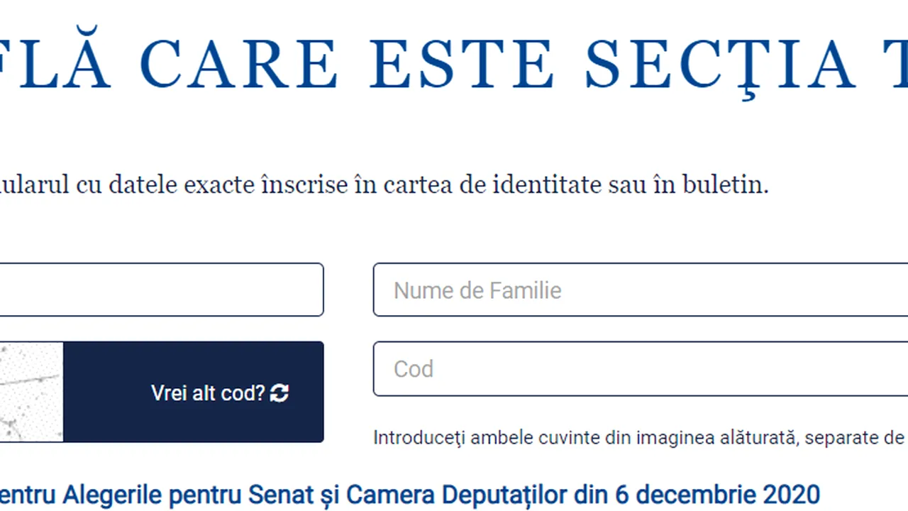 Cum afli la ce secţie de votare eşti arondat pentru alegerile parlamentare 2020