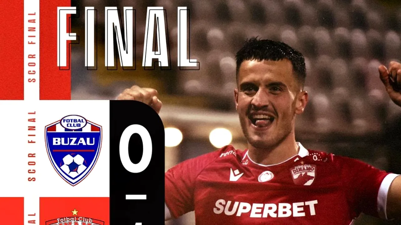 Dinamo Bucureşti învinge la Buzău şi urcă pe primul loc în Superligă
