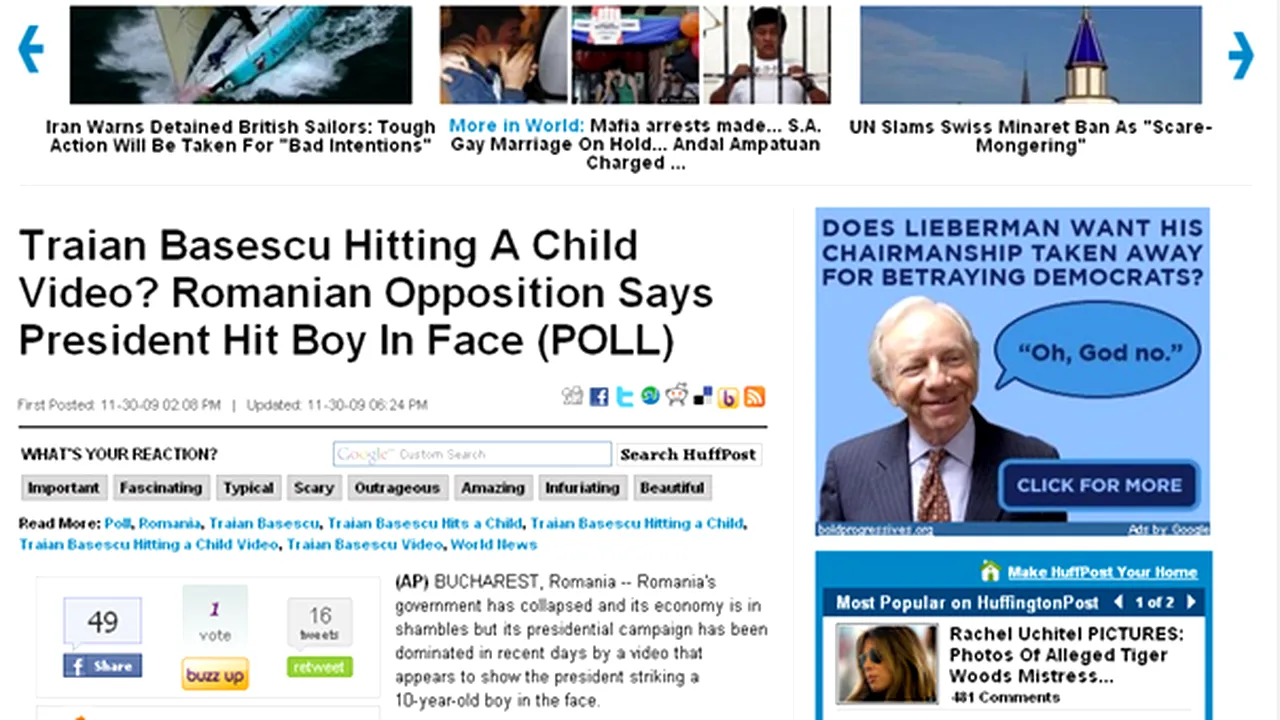Sondaj pe site-ul american Huffington Post, cu tema 