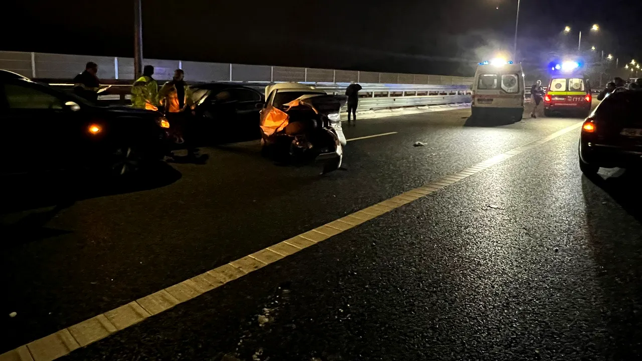 Un bărbat implicat în carambolul de pe Autostrada A1 a căzut peste pod şi a murit