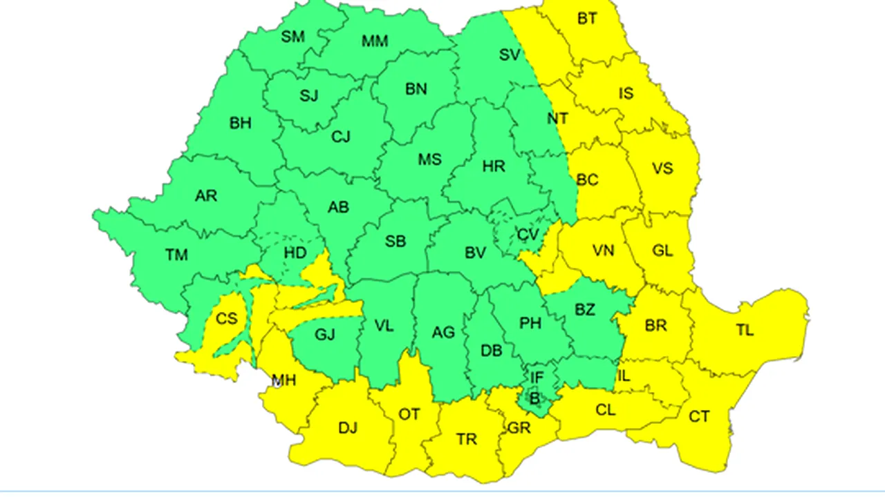 Meteorologii anunţă răcire accentuată, ninsori şi viscol, strat nou de zăpadă la munte şi cod galben de vânt în mai multe regiuni ale ţării