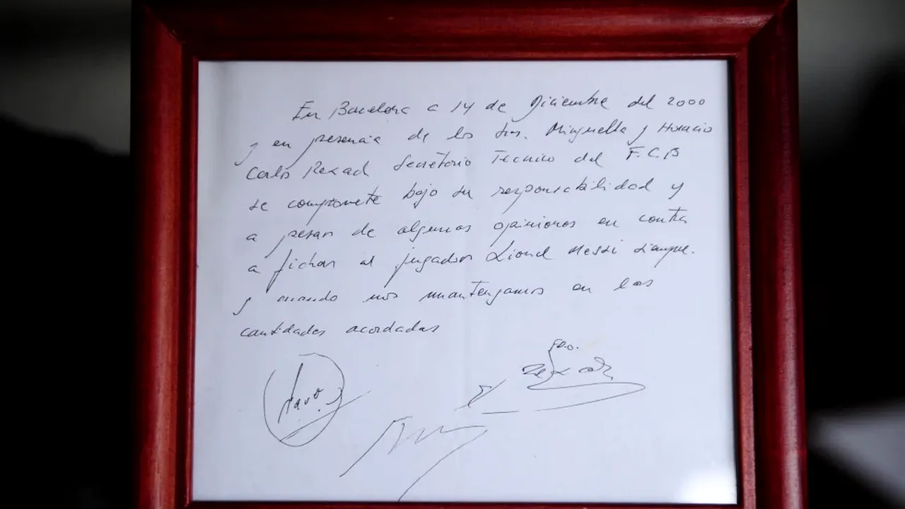 „Primul contract” al lui Messi, scris pe un şerveţel, este scos la licitaţie pentru 300.000 de euro