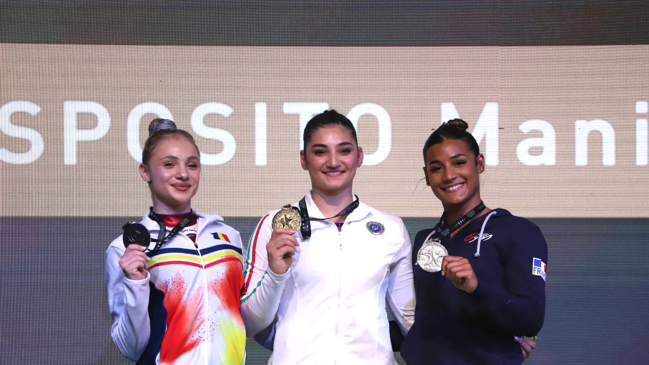 Sabrina Maneca Voinea a câştigat argintul la bârnă la CE de Gimnastică de la Rimini