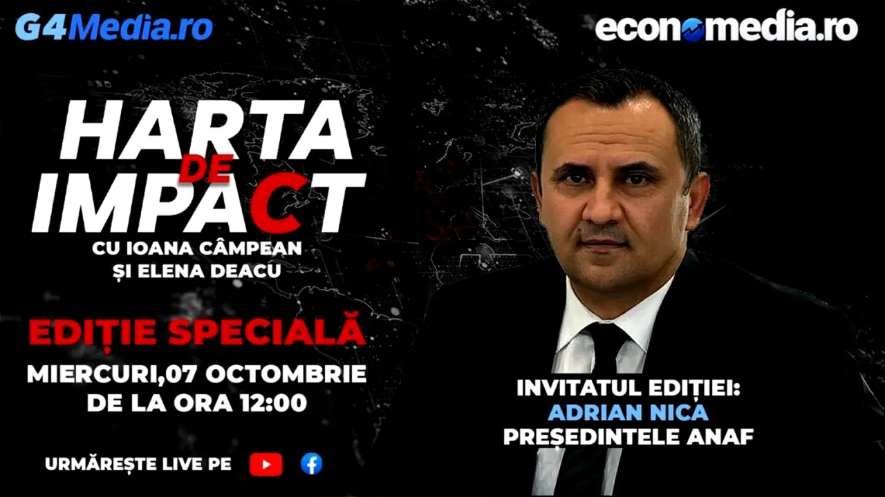 Ediție specială „Harta de impact” LIVE de la ora 12.00 / Invitatul ediției: președintele ANAF, Adrian Nicușor Nica