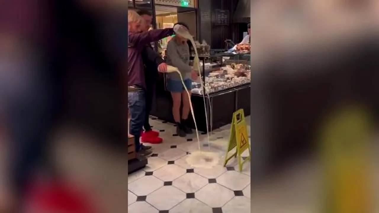 Activiştii vegani au vărsat sticle cu lapte pe podeaua magazinelor Harrods. Gestul s-a întors împotriva lor

