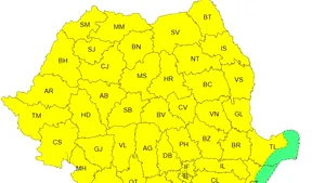 România sub Cod Galben de ploi torențiale, vijelii și grindină