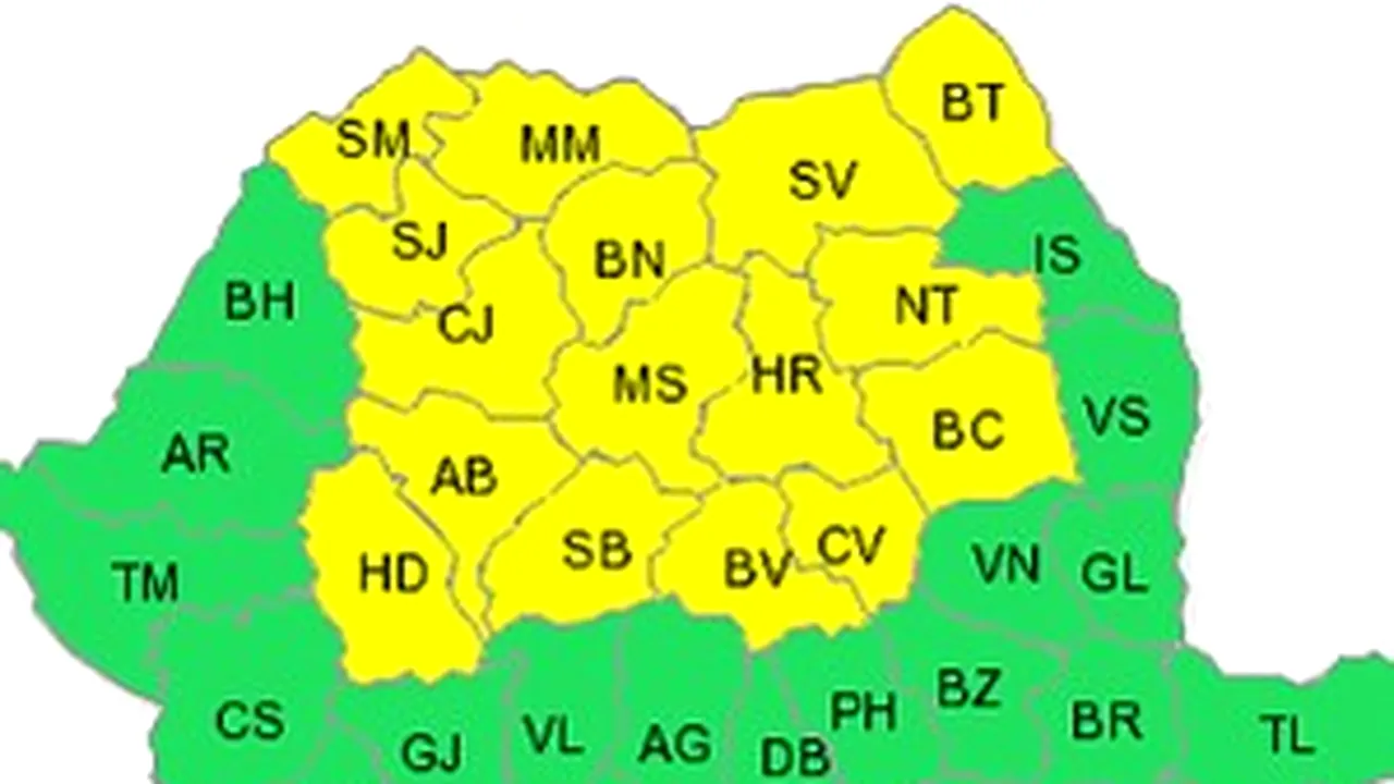 Heavy Rain, Thunderstorms Expected In 16 Romanian Counties