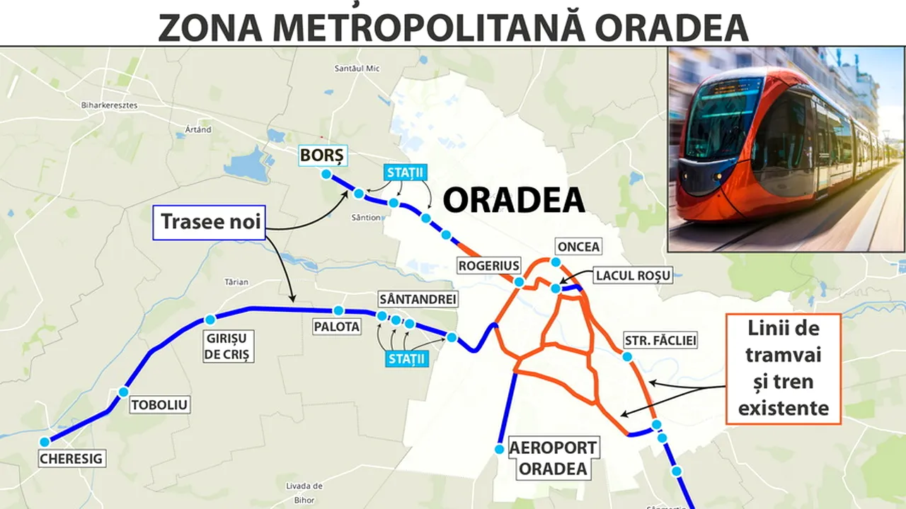 Administraţia bihoreană a lansat un proiect inovator pentru România - implementarea unei reţele de tram-tren în Oradea şi Zona Metropolitană