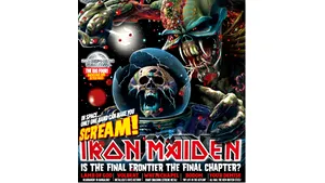 Copertă 3D cu trupa Iron Maiden, într-o revistă britanică