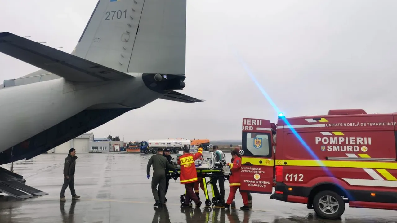 Un copil este dus cu o aeronavă C27J Spartan la o clinică din Milano