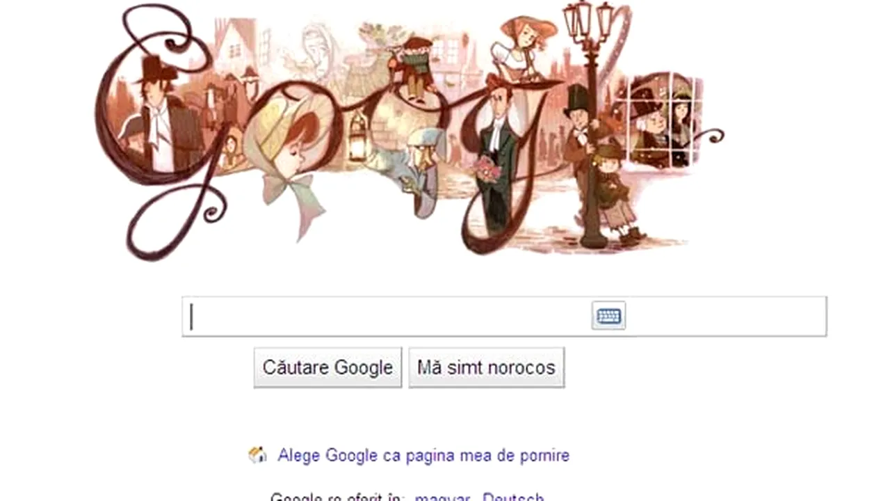 Google îl omagiază pe Charles Dickens, la 200 de ani de la naşterea scriitorului britanic