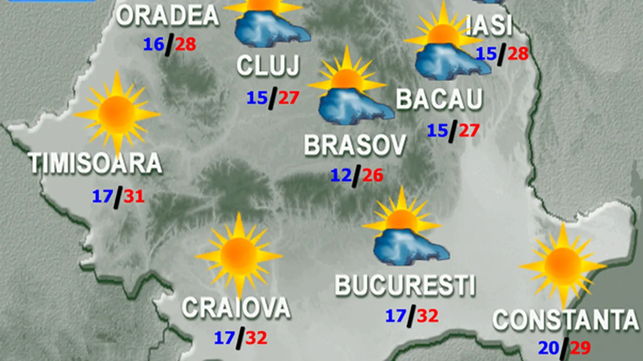 PROGNOZA METEO: Vremea în următoarele două zile, în ţară şi la Bucureşti