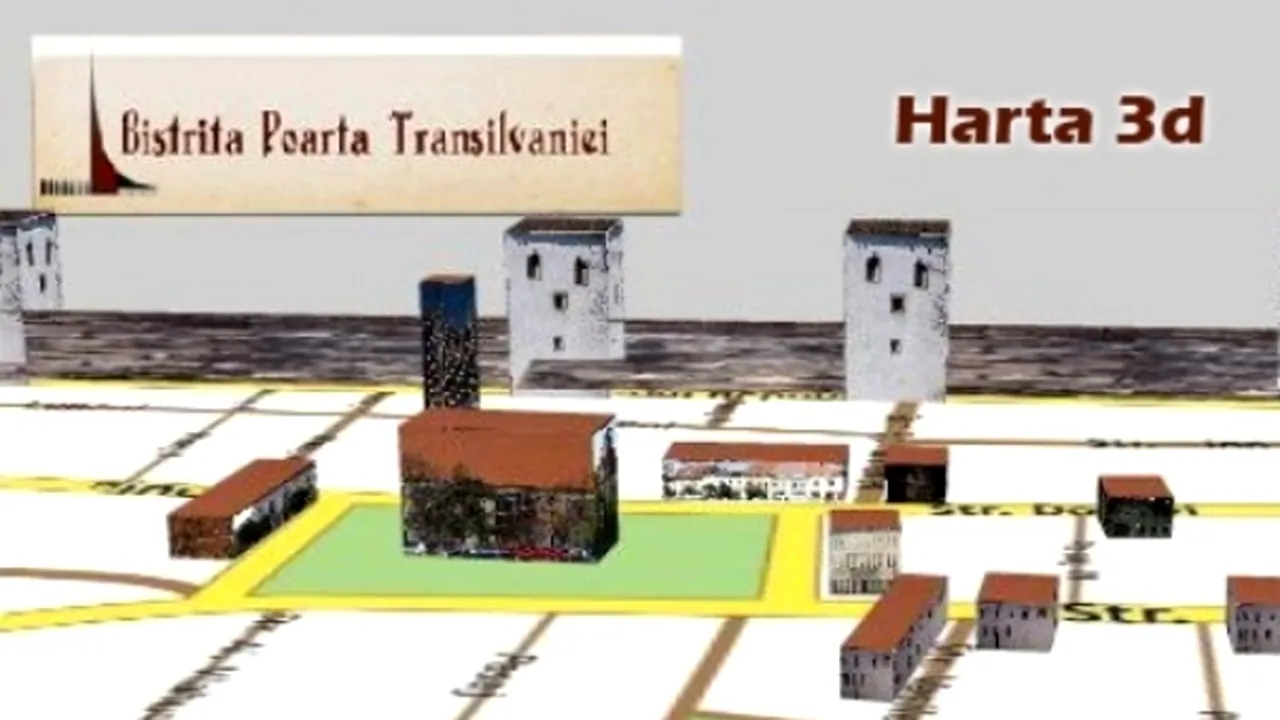 Oraşul Bistriţa se promovează cu o hartă 3D şi cu imagini în direct de pe pietonalul din centru