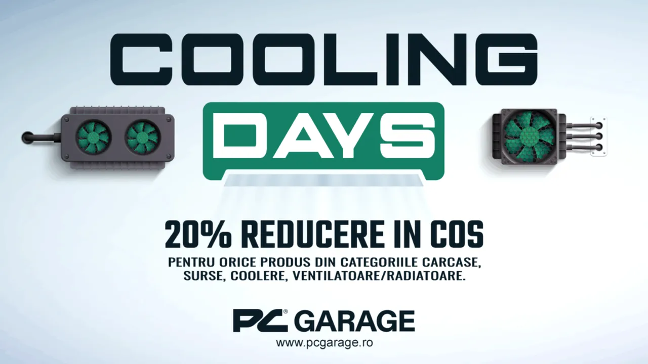 PC Garage Cooling Days – 20% reducere în coș pentru carcase, surse, coolere și ventilatoare