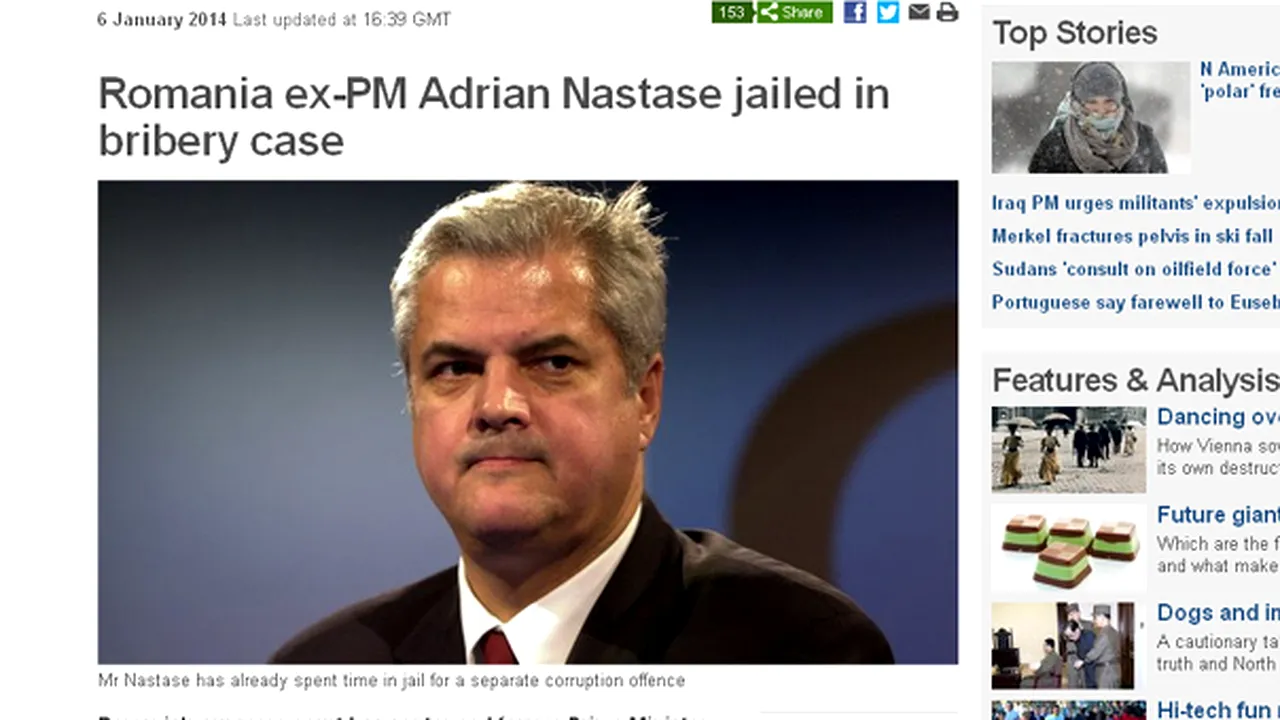 CONDAMNAREA lui Adrian Năstase, în presa internaţională. Cum relatează AFP şi BBC despre sentinţa primită de fostul premier