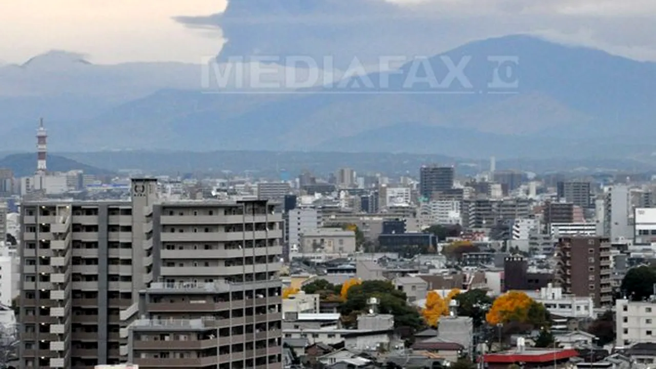 Vulcanul Aso, situat pe insula japoneză Kyushu, a erupt