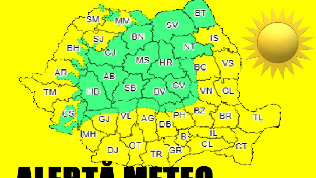 Cod galben de caniculă în 29 de judeţe din ţară
