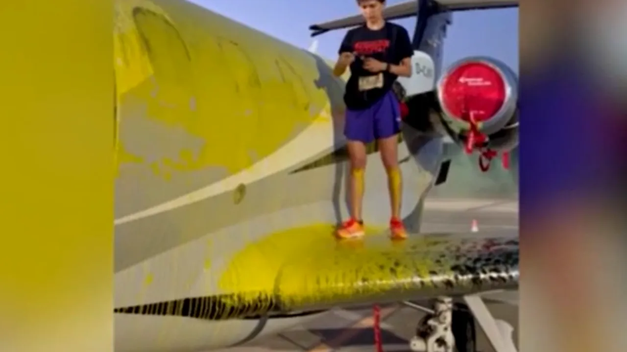 Avion privat făcut inutilizabil, după ce a fost vopsit de activişti