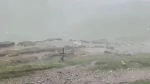 VIDEO Furtună puternică pe Platoul Bucegilor: Mai mulţi turişti suprinşi de vremea rea