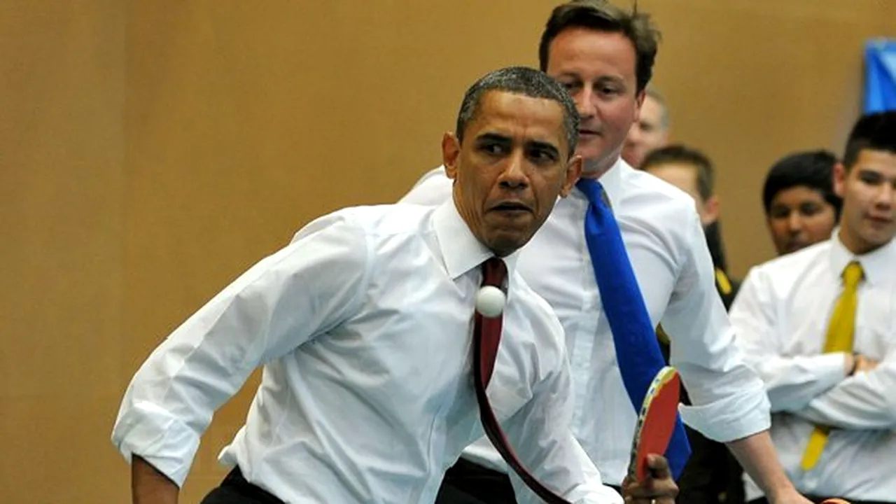 Barack Obama a jucat tenis de masă cu David Cameron la Londra - GALERIE FOTO