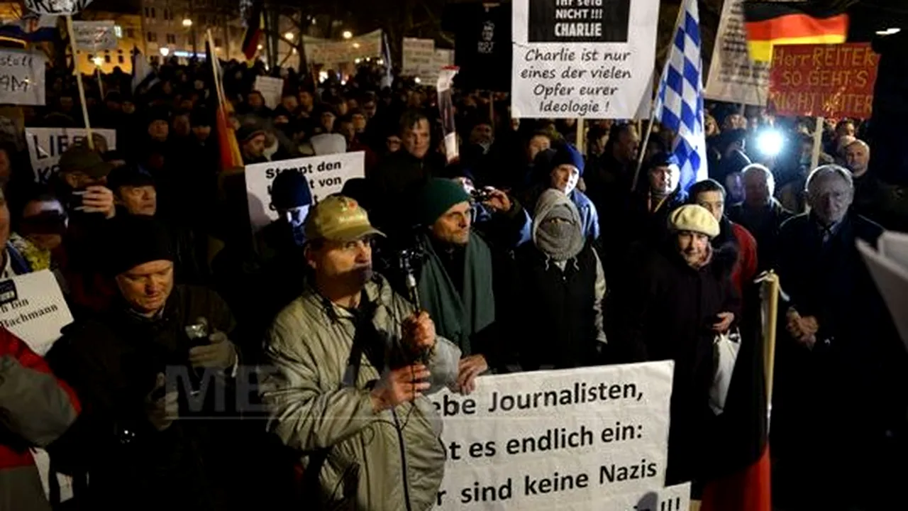 Peste 10.000 de persoane au manifestat împotriva mişcării antiislam Pegida, în Germania 